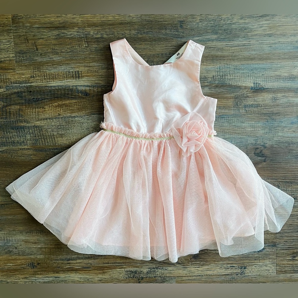H&M Light Pink Party Dress with Tulle Glitter Skirt 4T